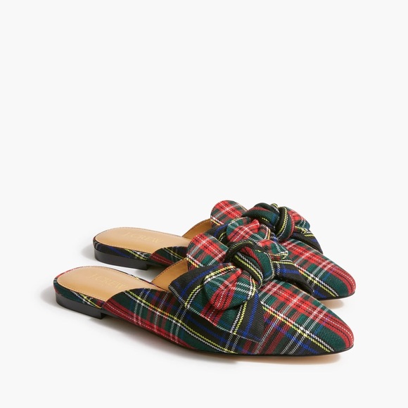 Jcrew Factory Tartan Plaid Bow Slip-On Women's Shoes - Picture 1 of 3